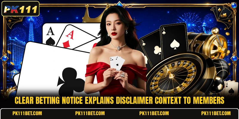 Clear betting notice explains disclaimer context to members