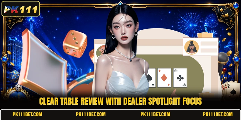 Clear table review with dealer spotlight focus