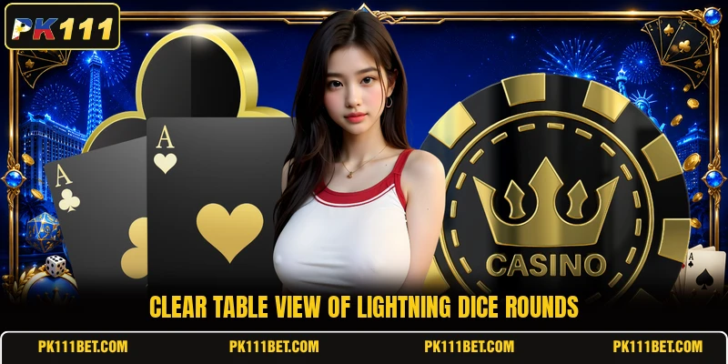 Clear table view of lightning dice rounds