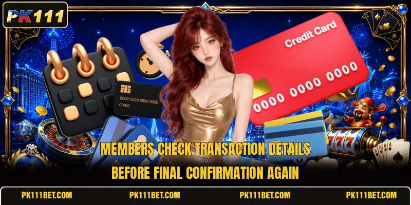 Members check transaction details before final confirmation again Members check transaction details before final confirmation again