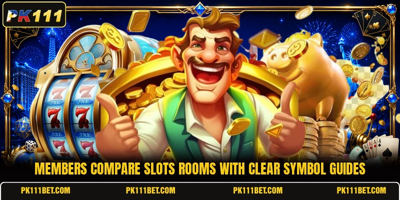 Members compare slots rooms with clear symbol guides