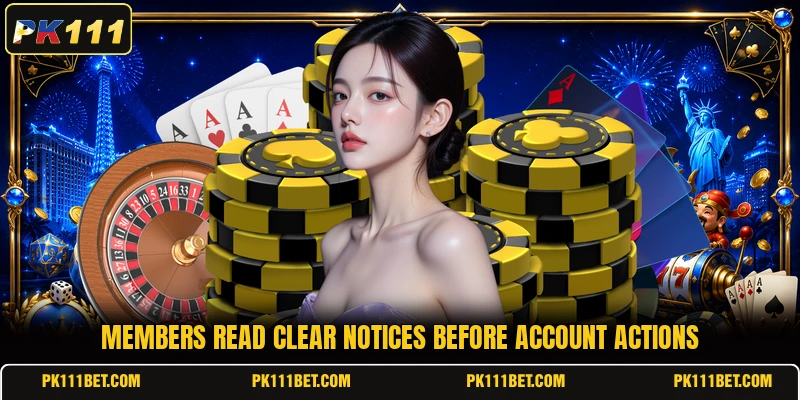 Members read clear notices before account actions