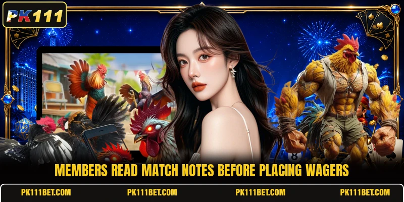 Members read match notes before placing wagers