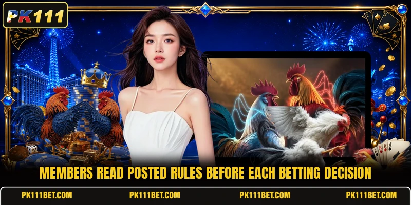 Members read posted rules before each betting decision
