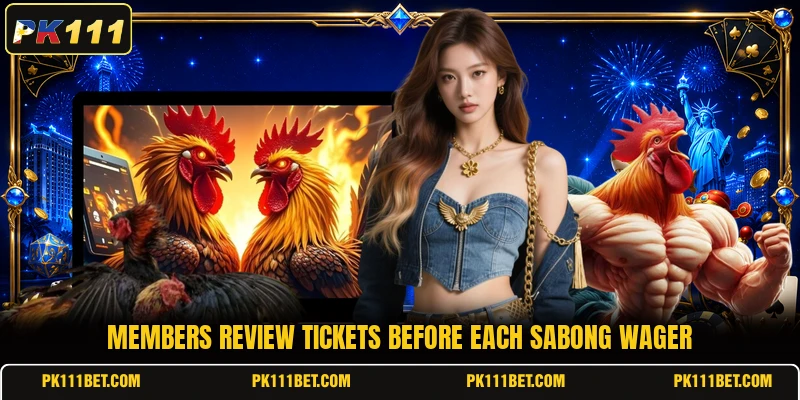 Members review tickets before each sabong wager