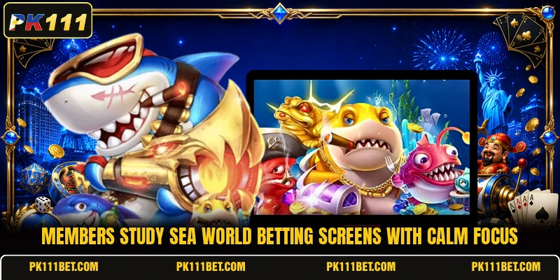 Members study Sea World betting screens with calm focus