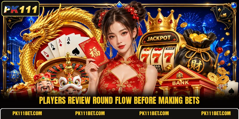 Players review round flow before making bets