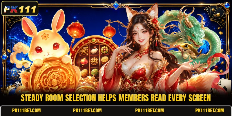 Steady room selection helps members read every screen