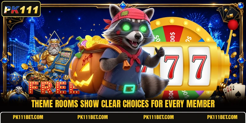 Theme rooms show clear choices for every member